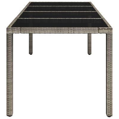 vidaXL Zahradní stůl se skleněnou deskou šedý 190x90x75 cm polyratan