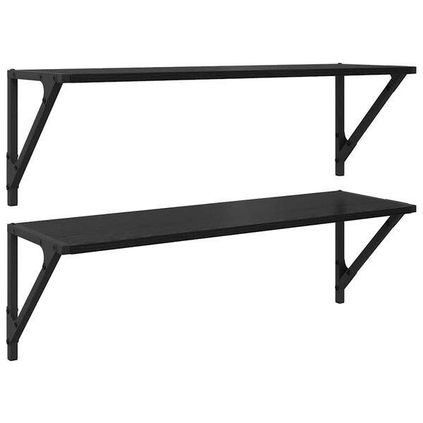 vidaXL N&aacute;stěnn&eacute; poličky s polic&iacute; 2 pcs Čern&yacute; dub 80 x 25 x 25,5 cm