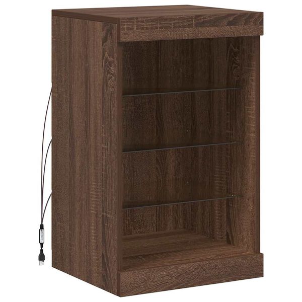 vidaXL Př&iacute;born&iacute;k s LED osvětlen&iacute;m hněd&yacute; dub 41 x 37 x 67 cm