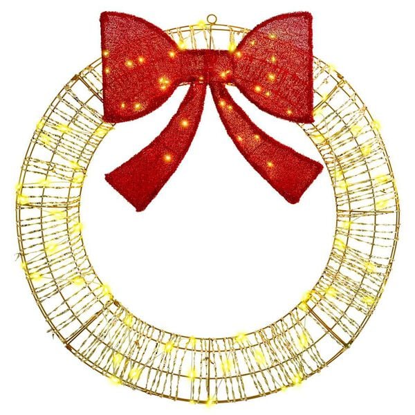 vidaXL Věnec s 80 LED diodami Tepl&aacute; b&iacute;l&aacute; 91 x 91 x 9 cm PET