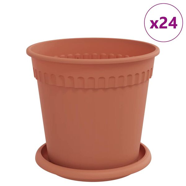 vidaXL Květin&aacute;če 24 pcs Cihlově červen&aacute; &Oslash; 17 x 14 cm Plast