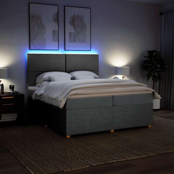 vidaXL Box spring postel s matrac&iacute; světle &scaron;ed&aacute; 200 x 200 cm textil