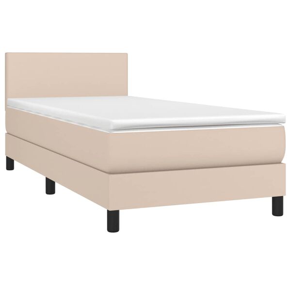 vidaXL Box spring postel s matrac&iacute; cappuccino 100x200 cm uměl&aacute; kůže