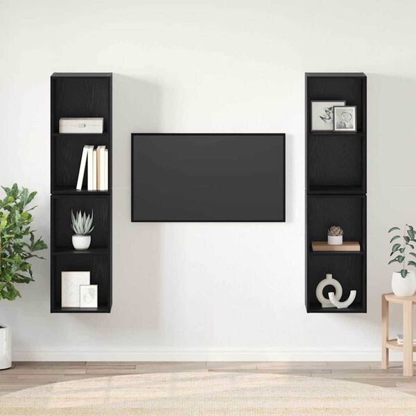 vidaXL Sestava TV skř&iacute;něk N&aacute;stěnn&yacute; 4 pcs Čern&yacute; dub 37 x 37 x 72 cm