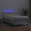 vidaXL Box spring postel s matrac&iacute; a LED b&iacute;l&aacute; 90x200 cm uměl&aacute; kůže