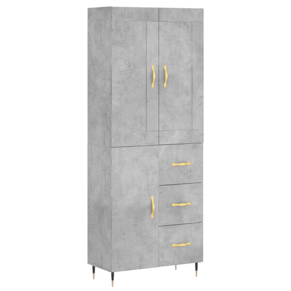 vidaXL Skř&iacute;ň highboard betonově &scaron;ed&aacute; 69,5x34x180 cm kompozitn&iacute; dřevo
