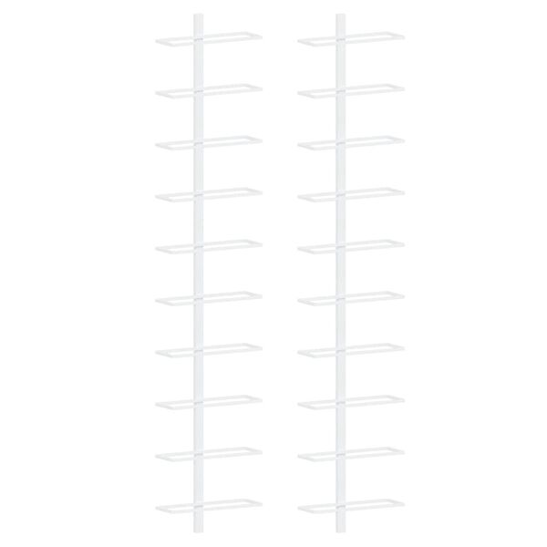 vidaXL N&aacute;stěnn&eacute; stojany na v&iacute;no na 10 lahv&iacute; 2 ks b&iacute;l&eacute; kov