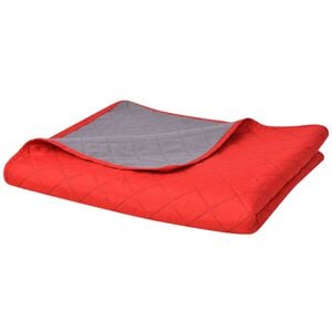 vidaXL Oboustrann&yacute; pro&scaron;&iacute;van&yacute; přehoz na postel červeno-&scaron;ed&yacute; 170x210 cm