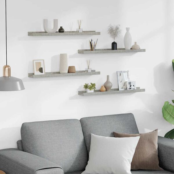 vidaXL N&aacute;stěnn&eacute; police 4 ks betonově &scaron;ed&eacute; 60 x 9 x 3 cm