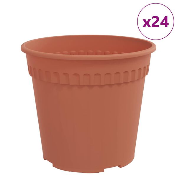 vidaXL Kulat&yacute; květin&aacute;č 24 pcs Cihlově červen&aacute; &Oslash; 17 x 14 cm Plast