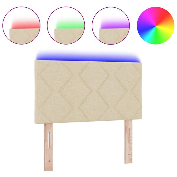 vidaXL Čelo postele s LED pásovými světly s čelo Krémová 80 cm textil