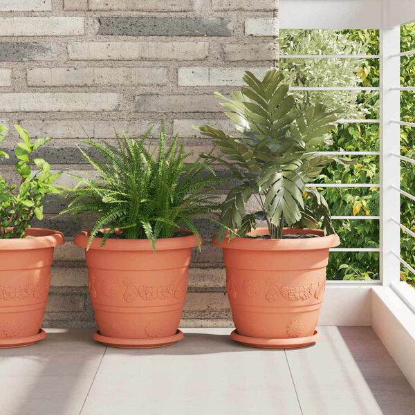 vidaXL Kulat&yacute; květin&aacute;č 6 pcs Cihlově červen&aacute; &Oslash; 26 x 21.5 cm Plast