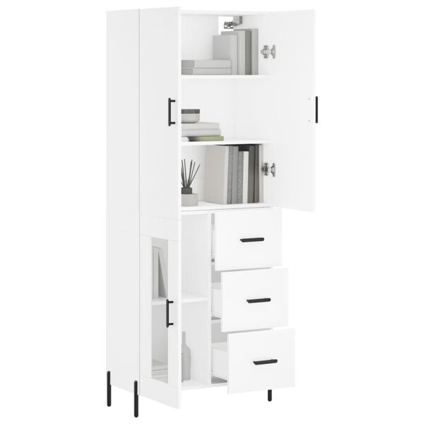 vidaXL Skř&iacute;ň highboard b&iacute;l&aacute; 69,5 x 34 x 180 cm kompozitn&iacute; dřevo