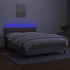 vidaXL Box spring postel s matrac&iacute; a LED světle &scaron;ed&aacute; 140x190 cm textil