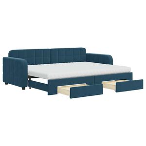 vidaXL V&aacute;lenda s přist&yacute;lkou a z&aacute;suvkami modr&aacute; 80 x 200 cm samet