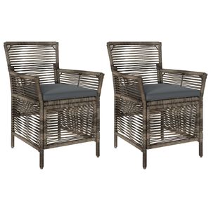 vidaXL Venkovn&iacute; křeslo s pol&scaron;t&aacute;řem 2 pcs &Scaron;ed&aacute; a tmavě &scaron;ed&aacute; polyratan