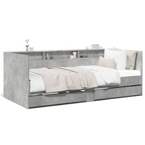 vidaXL V&aacute;lenda se z&aacute;suvkami bez matrace betonově &scaron;ed&aacute; 100 x 200 cm