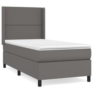 vidaXL Box spring postel s matrac&iacute; &scaron;ed&aacute; 90x190 cm uměl&aacute; kůže