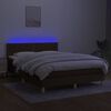 vidaXL Box spring postel s matrac&iacute; a LED tmavě hněd&aacute; 140x190 cm textil