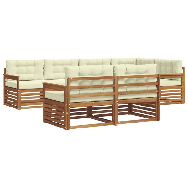 vidaXL Venkovn&iacute; pohovkov&aacute; souprava 7 pcs Přirozen&aacute; a Kr&eacute;mov&aacute;