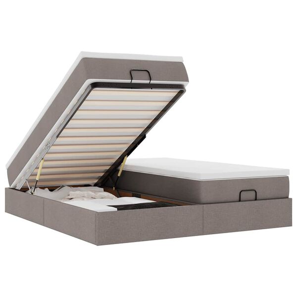 vidaXL Osmansk&yacute; r&aacute;m postele s matrac&iacute; taupe 160x200cm textil