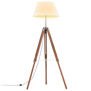 vidaXL Stojací lampa stativ medově hnědá a bílá masivní teak 141 cm