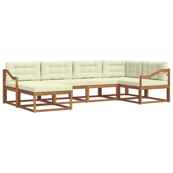 vidaXL Venkovn&iacute; pohovkov&aacute; souprava 6 pcs Přirozen&aacute; a Kr&eacute;mov&aacute;