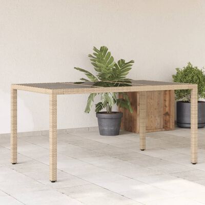 vidaXL Zahradní stůl se skleněnou deskou béžový 150x90x75 cm polyratan