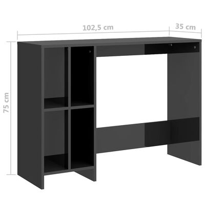 vidaXL Stůl na notebook šedý vysoký lesk 102,5x35x75 cm dřevotříska