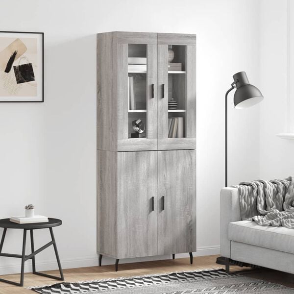 vidaXL Skř&iacute;ň highboard &scaron;ed&aacute; sonoma 69,5 x 34 x 180 cm kompozitn&iacute; dřevo