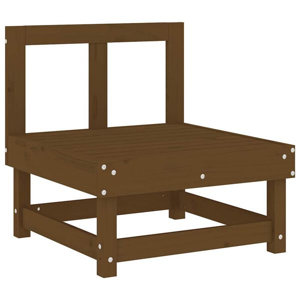 vidaXL Středová pohovka s poduškami medově hnědá masivní borové dřevo