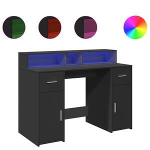 vidaXL Psac&iacute; stůl s LED světly čern&yacute; 120 x 55 x 91 cm kompozitn&iacute; dřevo