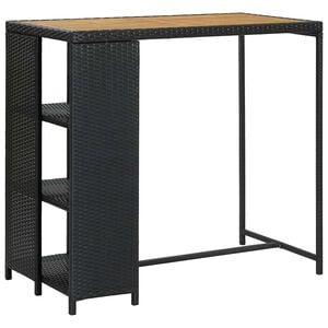 vidaXL Barov&yacute; stolek s &uacute;ložn&yacute;m reg&aacute;lem čern&yacute; 120x60x110 cm polyratan
