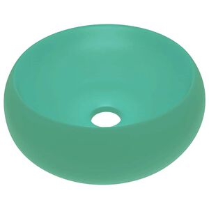 vidaXL Luxusn&iacute; umyvadlo kulat&eacute; matn&eacute; světle zelen&eacute; 40x15 cm keramick&eacute;