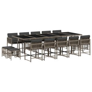 vidaXL 15d&iacute;ln&yacute; zahradn&iacute; j&iacute;deln&iacute; set s podu&scaron;kami &scaron;ed&yacute; polyratan