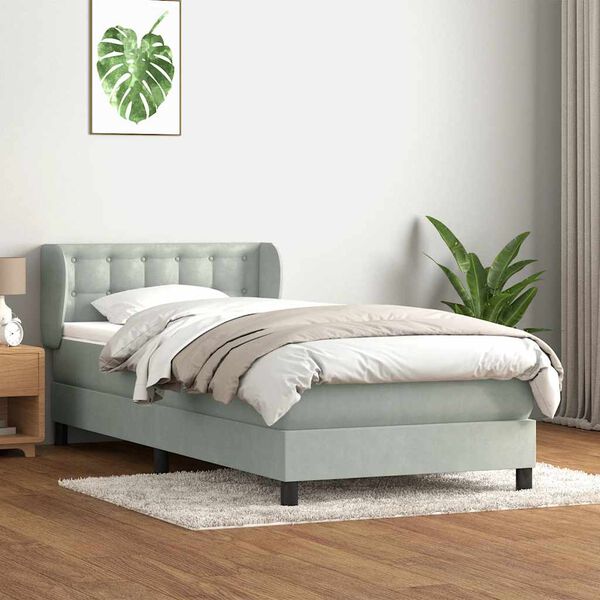 vidaXL Box spring postel s matrac&iacute; světle &scaron;ed&aacute; 100x210 cm samet