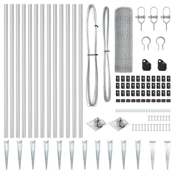 vidaXL Plotov&yacute; sloupek. Stř&iacute;brn&aacute; 25 x 0,8 m (25 mm s&iacute;ť) Ocel