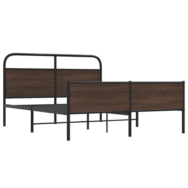 vidaXL Kovový rám postele bez matrace hnědý dub 150 x 200 cm