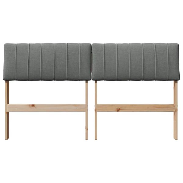 vidaXL Čalouněn&eacute; čelo postele Tmavě &scaron;ed&aacute; 140 cm Masivn&iacute; borov&eacute; dřevo