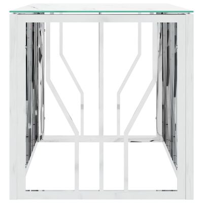 vidaXL Konferenční stolek stříbrný 110x45x45 cm nerezová ocel a sklo