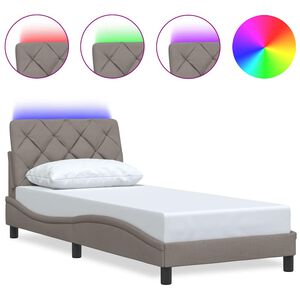 vidaXL R&aacute;m postele s LED bez matrace Taupe 90x190 cm L&aacute;tka