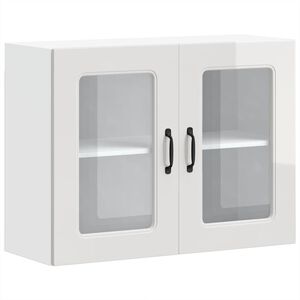 vidaXL Kuchyňsk&aacute; n&aacute;stěnn&aacute; skř&iacute;ňka se skleněn&yacute;mi dv&iacute;řky "Kalmar" z vysoce leskl&eacute;ho b&iacute;l&eacute;ho dřeva