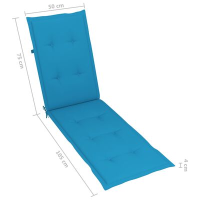 vidaXL Poduška na polohovací židli modrá (75+105) x 50 x 3 cm