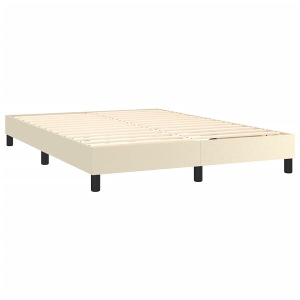 vidaXL Box spring postel s matrac&iacute; kr&eacute;mov&aacute; 140x200 cm uměl&aacute; kůže
