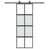 vidaXL Posuvn&eacute; dveře se sadou kov&aacute;n&iacute; čern&eacute; 76x205 cm Tvrzen&eacute; sklo