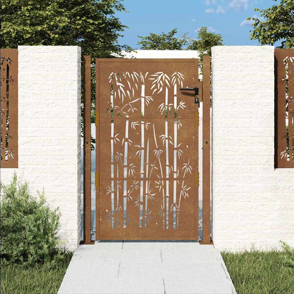vidaXL Zahradní brána 100 x 150 cm corten ocel bambusový design
