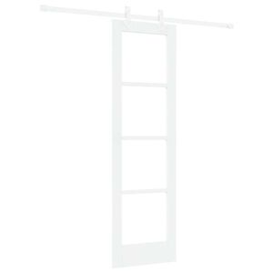 vidaXL Posuvn&eacute; dveře 61 x 198,5 cm Masivn&iacute; borov&eacute; dřevo a sklo B&iacute;l&aacute;