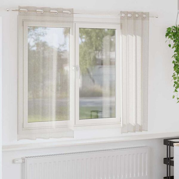 vidaXL Voile Z&aacute;clona se z&aacute;clonami 2 pcs P&iacute;skov&aacute; 175 x 140 cm Polyester