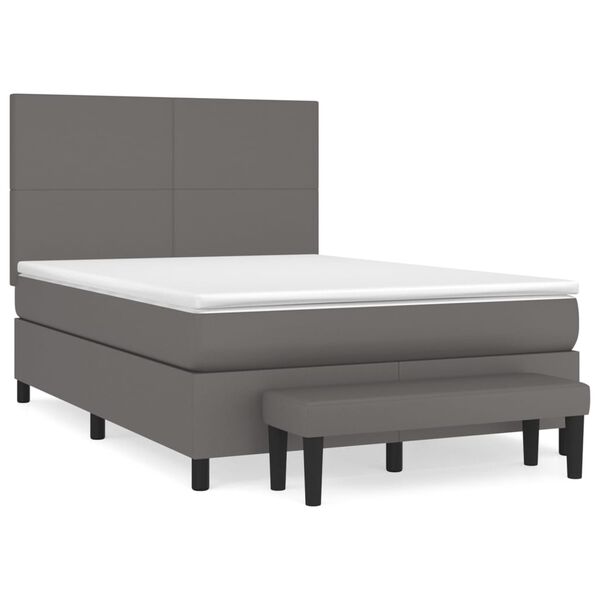 vidaXL Box spring postel s matrac&iacute; &scaron;ed&aacute; 140 x 190 cm uměl&aacute; kůže