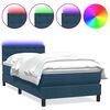 vidaXL Box spring postel s matrac&iacute; a LED tmavě modr&aacute; 80x210 cm samet